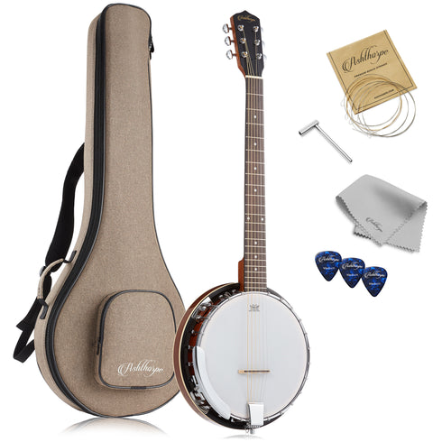 6-String Banjo with Closed Back, Mahogany Resonator, 24 Brackets